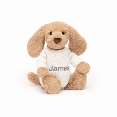 Jellycat Bashful Toffee Puppy with Cream Jumper UK | 70451CIGU